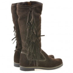 Women knee boots 3243 cafe velour