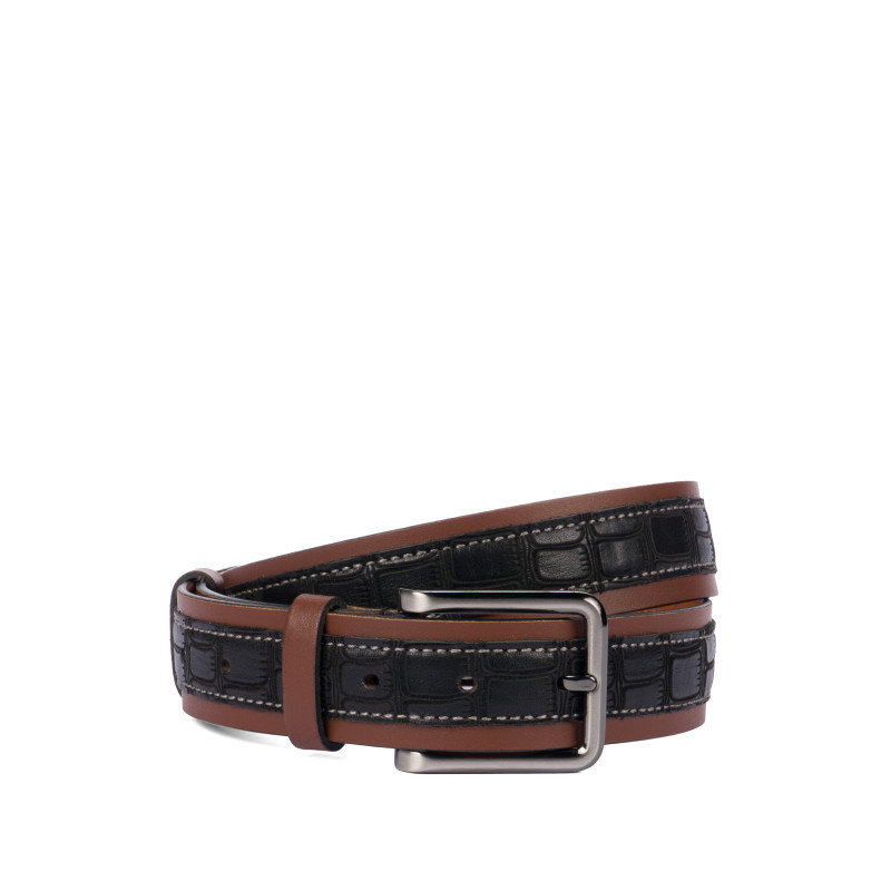 Men belt 18b croco black+brown