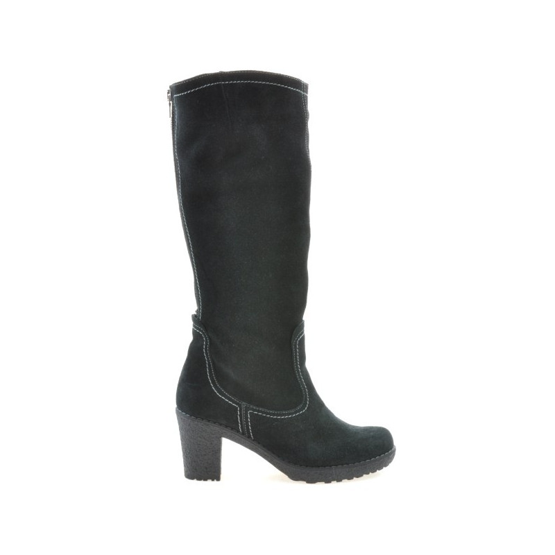 Women knee boots 3258 black velour