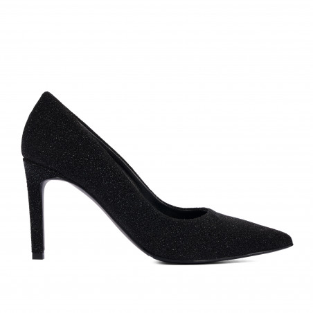 Women stylish, elegant shoes 1366 black velour pearl
