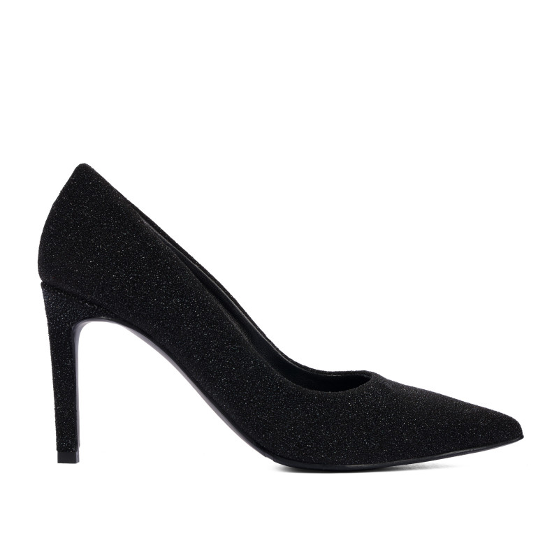 Women stylish, elegant shoes 1366 black velour pearl