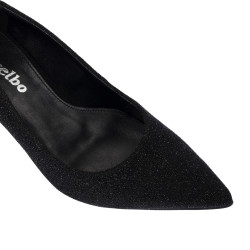 Women stylish, elegant shoes 1366 black velour pearl