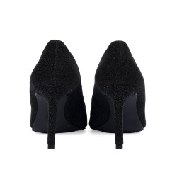 Women stylish, elegant shoes 1366 black velour pearl