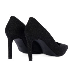 Women stylish, elegant shoes 1366 black velour pearl