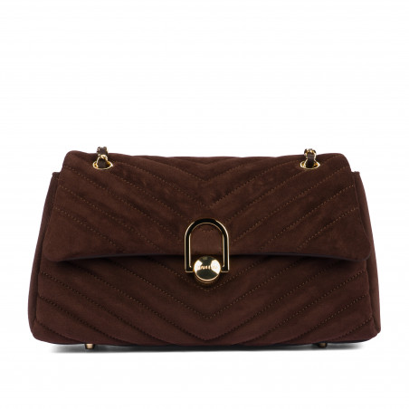 Women shoulder bag 052g suede cafe