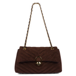 Women shoulder bag 052g suede cafe