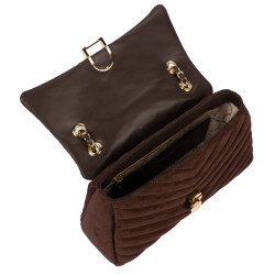 Women shoulder bag 052g suede cafe