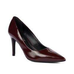 Women stylish, elegant shoes 1372 patent bordo