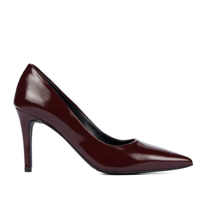 Women stylish, elegant shoes 1372 patent bordo