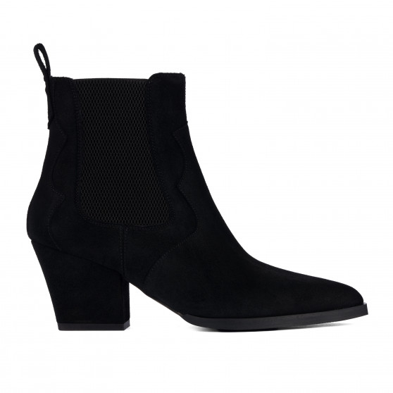 Ghete cu toc dama 1418 black velour