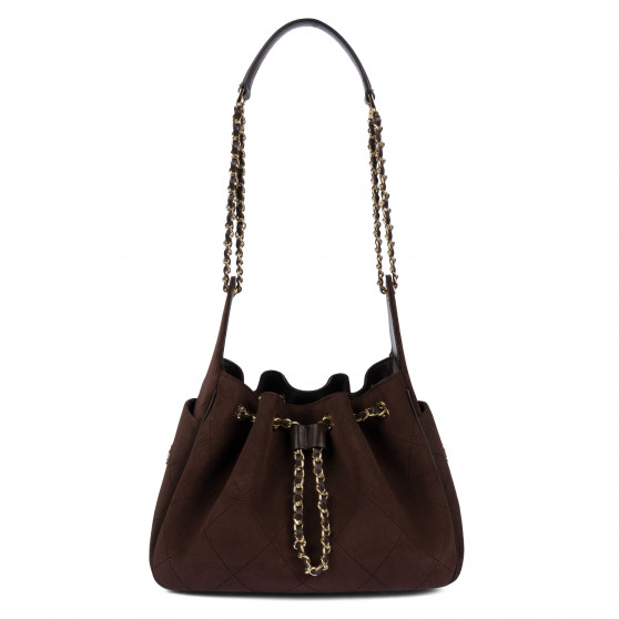 Women shoulder bag 062g suede chocolate