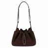 Women shoulder bag 062g suede chocolate