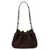 Women shoulder bag 062g suede chocolate