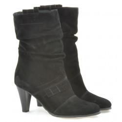 Women knee boots 1114 black antilopa