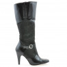Women knee boots 1109 patent black+black antilopa