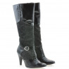 Women knee boots 1109 patent black+black antilopa