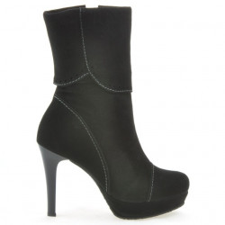 Women knee boots 1132 black antilopa