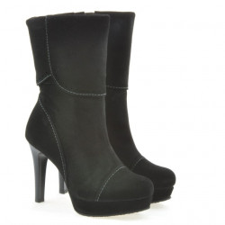 Women knee boots 1132 black antilopa