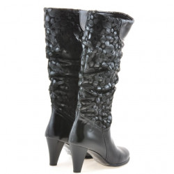 Women knee boots 1120 patent black+antilopa balon
