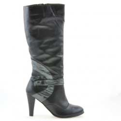 Women knee boots 1119 black+gray