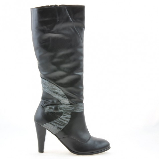 Women knee boots 1119 black+gray