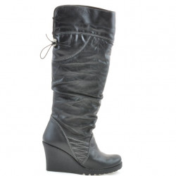 Women knee boots 226 black+crep black