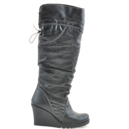 Women knee boots 226 black+crep black