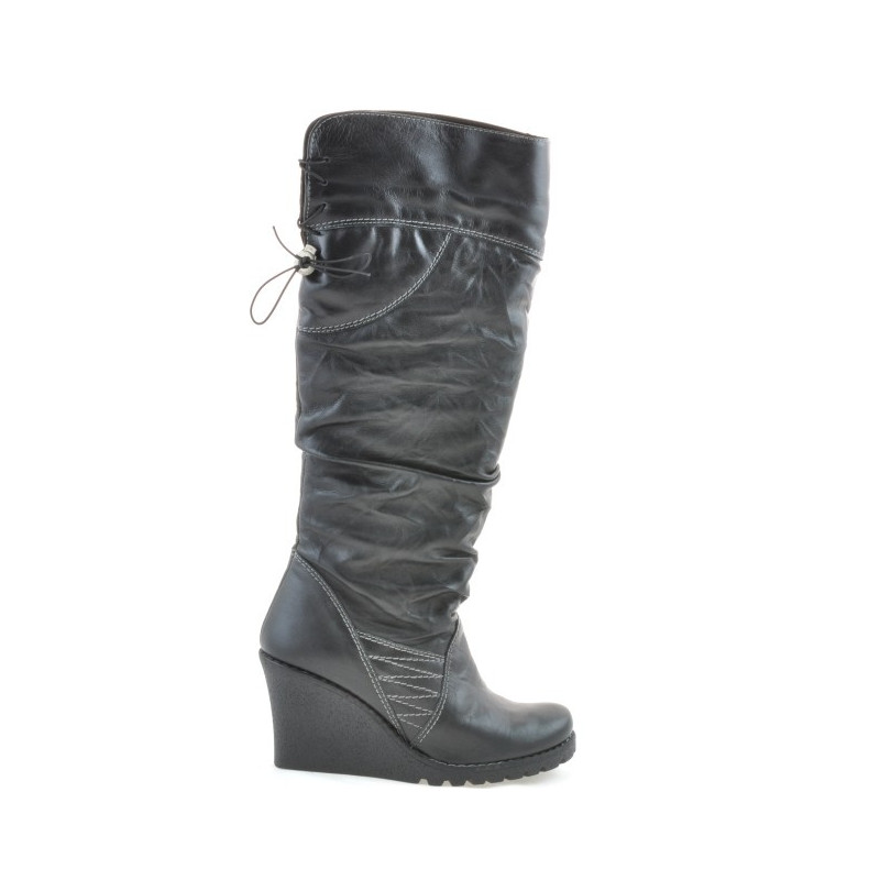 Women knee boots 226 black+crep black