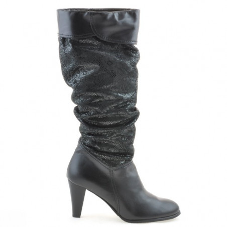 Women knee boots 1120 black+black antilopa pic