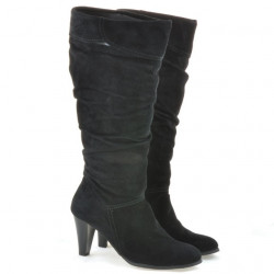 Women knee boots 1120 black+black antilopa