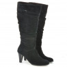 Women knee boots 1120 black+black antilopa