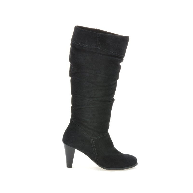 Women knee boots 1120 black+black antilopa