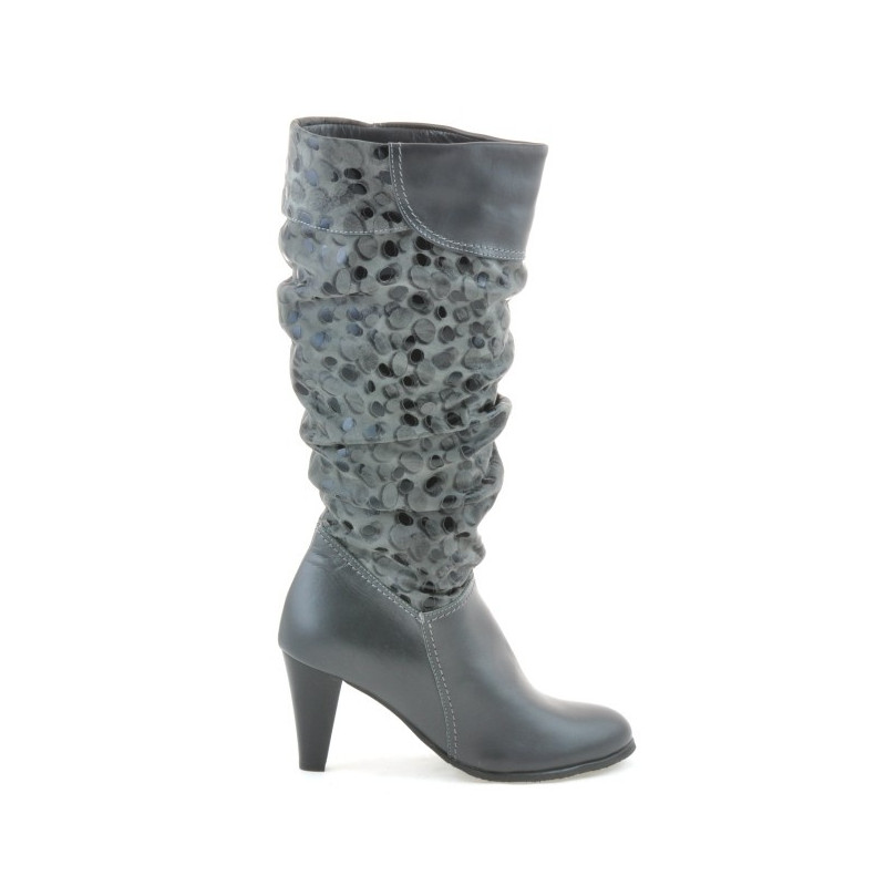 Women knee boots 1120 gray+gray antilopa