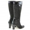 Women knee boots 1111 patent black+black antilopa