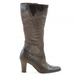 Women knee boots 1111 patent cafe+cafe antilopa