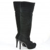 Women knee boots 1118 black antilopa