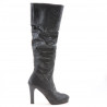 Women knee boots 1118 black antilopa pic