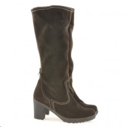 Women knee boots 3258 cafe velour