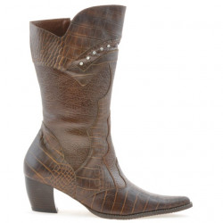 Women knee boots 298 croco cognac