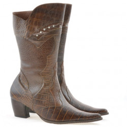 Women knee boots 298 croco cognac