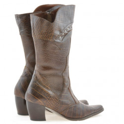 Women knee boots 298 croco cognac