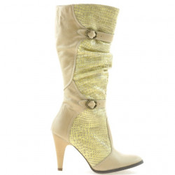 Women knee boots 008 croco beige