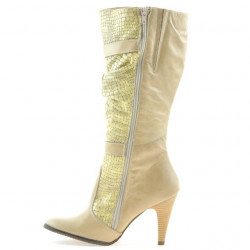 Women knee boots 008 croco beige