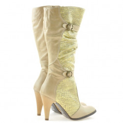 Women knee boots 008 croco beige