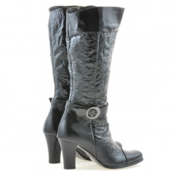 Women knee boots 017 crep patent black