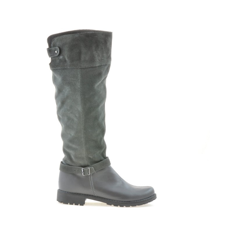 Women knee boots 3225 gray velour