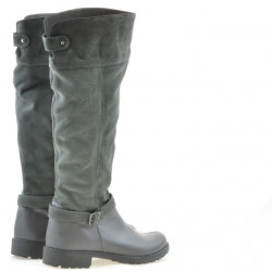 Women knee boots 3225 gray velour