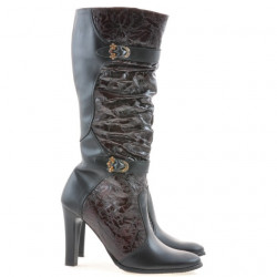 Women knee boots 008-2 black+bordo combined