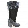 Women knee boots 226-1 black+black antilopa