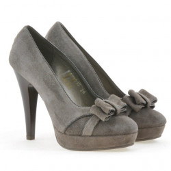 Women stylish, elegant shoes 1095 cappuccino antilopa